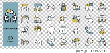 会話　対話　コミュニケーション　ラインアイコンセット　カラー 133977610