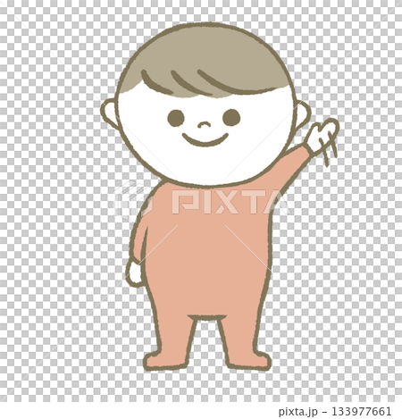 揮手的孩子粉紅 133977661