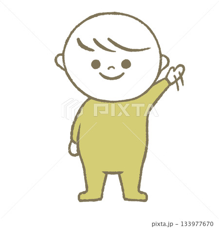 手を振る子供 黄色 手を振る子供 黄色 133977670