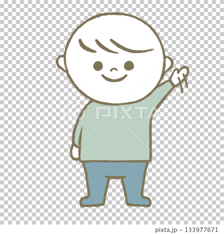 兒童揮手，淺藍色 133977671