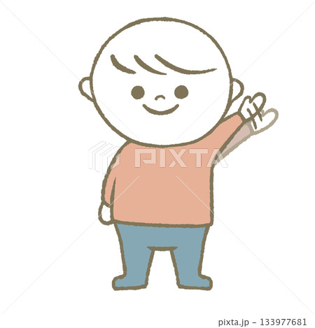 手を振る子供 ピンク 手を振る子供 ピンク 133977681