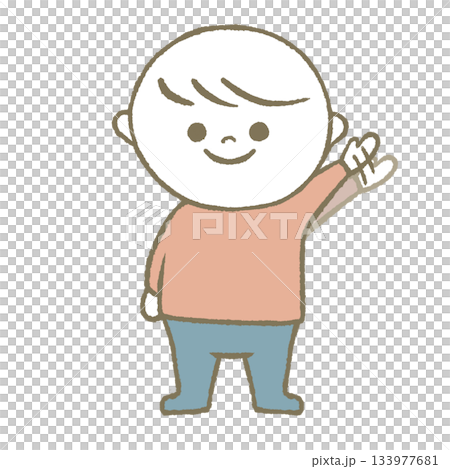 手を振る子供 ピンク 手を振る子供 ピンク 133977681