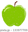 Green apple with paint brushstrokes and grainy texture hand drawn style vector illustration 133977709
