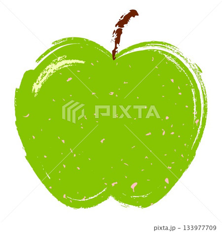 Green apple with paint brushstrokes and grainy texture hand drawn style vector illustration Green apple with paint brushstrokes and grainy texture hand drawn style vector illustration 133977709