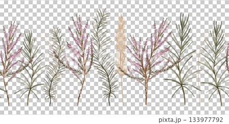 handpainted botanical watercolor for textiles, seamless natureinspired design with pastel hues for crafts 133977792