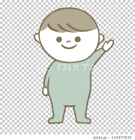 孩子揮手/舉手,淺藍色 孩子揮手/舉手,淺藍色 133977835