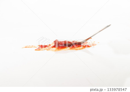 tomato ketchup isolated on white background spoon 133978547