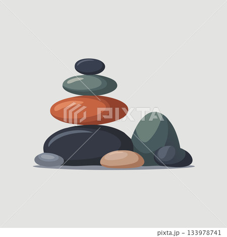 Find your inner peace with this balanced stone cairn, perfect for wellness brands or calming meditation apps, inspiring relaxation and harmony today 133978741