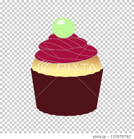 Cupcakes with purple sweet potato cream and muscat grapes Cupcakes with purple sweet potato cream and muscat grapes 133978792