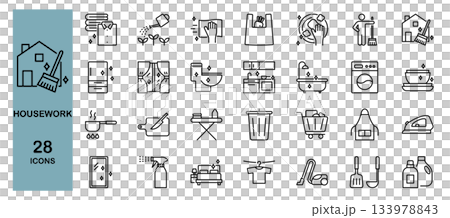 家務生活方式線條圖示集 家務生活方式線條圖示集 133978843