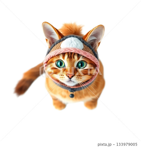 AI生成 / 馬パーカーを着た猫の見上げ構図 / かわいいキャラクター AI生成 / 馬パーカーを着た猫の見上げ構図 / かわいいキャラクター 133979005