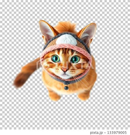 AI生成 / 馬パーカーを着た猫の見上げ構図 / かわいいキャラクター AI生成 / 馬パーカーを着た猫の見上げ構図 / かわいいキャラクター 133979005