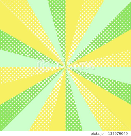 集中線の背景イラスト　シンプル　黄色　緑色　ベクター 133979049
