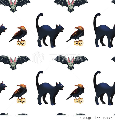 Seamless pattern. Day of the Dead. Illustration of a Mexican holiday, Halloween, horror, Magic Seamless pattern. Day of the Dead. Illustration of a Mexican holiday, Halloween, horror, Magic 133979557