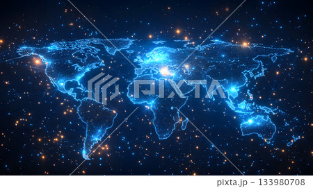 Global network background with connection paths and data points. Global network background with connection paths and data points. 133980708