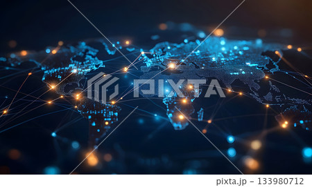 Global network background with connection paths and data points. Global network background with connection paths and data points. 133980712