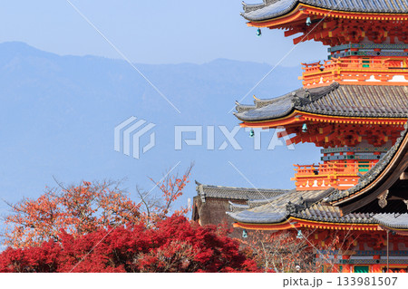 京都 秋の清水寺 紅葉と三重塔 (京都府京都市東山区) 京都 秋の清水寺 紅葉と三重塔 (京都府京都市東山区) 133981507