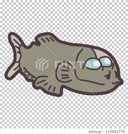 一張簡單、變形的可愛德米尼吉斯魚插圖 一張簡單、變形的可愛德米尼吉斯魚插圖 133981774