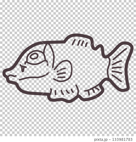 一張簡單、變形的可愛德米尼吉斯魚插圖 133981783