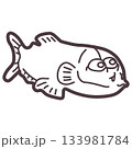シンプルにデフォルメしたかわいいデメニギスのイラスト 133981784