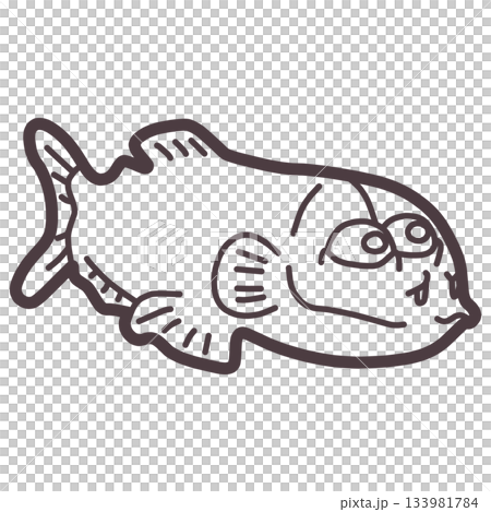 一張簡單、變形的可愛德米尼吉斯魚插圖 133981784