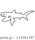シンプルにデフォルメした深海鮫のメガマウスのイラスト 133981787