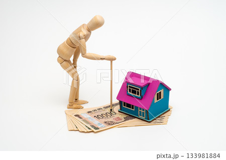 老人とお金と家の模型 133981884
