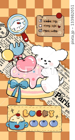 Adorable Cartoon Animal and Food Illustrations with Playful Sweet Designs 133982051