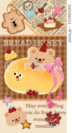 Adorable Cartoon Animal and Food Illustrations with Playful Sweet Designs 133982068