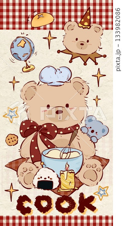 Adorable Cartoon Animal and Food Illustrations with Playful Sweet Designs 133982086