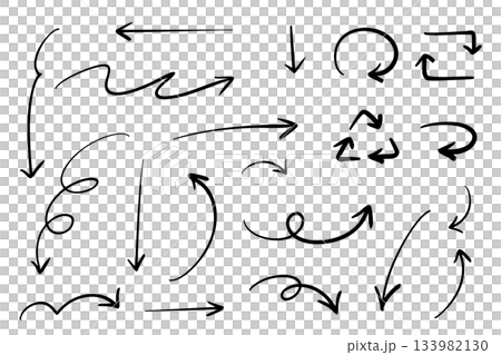 ベクターのペンの手書きの矢印セット 白黒 133982130