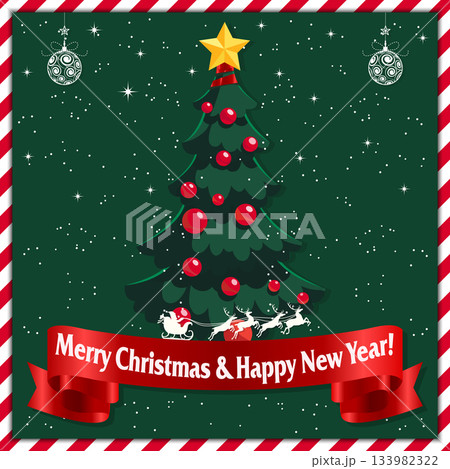 Festive Christmas Tree Greeting Card Illustration Festive Christmas Tree Greeting Card Illustration 133982322