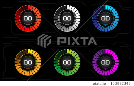 Technology circle meter speed Number set collection on black grey cyber circuit design modern technology futuristic vector 133982343