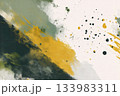Artistic abstract brush stroke and paint splash background in vibrant green and yellow colors. 133983311
