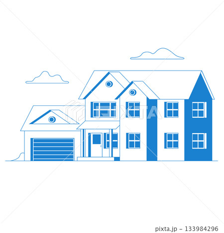 Vector flat icon suburban american house. For web design and application interface, also useful for infographics. Family house icon isolated on white background Vector flat icon suburban american house. For web design and application interface, also useful for infographics. Family house icon isolated on white background 133984296