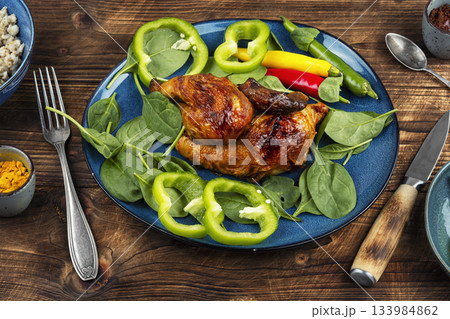 Marinated grilled healthy chicken. Marinated grilled healthy chicken. 133984862