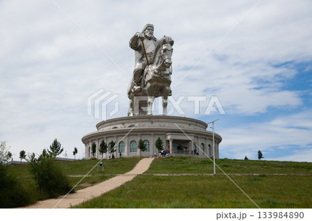 Genghis Khan equestrian statue view, Mongolia Genghis Khan equestrian statue view, Mongolia 133984890