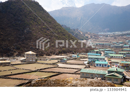 Khumjung town view along EBC trek, Nepal Khumjung town view along EBC trek, Nepal 133984941