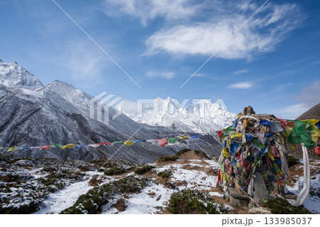 Landscape from Pheriche town area, EBC trekking, Periche pass, Nepal 133985037