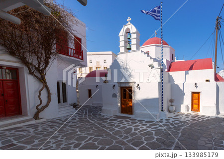 Small Greek church in Mykonos, Greece 133985179