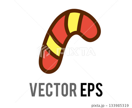 Festive candy cane illustration with red, yellow, and brown colors 133985319