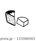 two slab of cheese on white background hand-drawn vector illustration 133986065