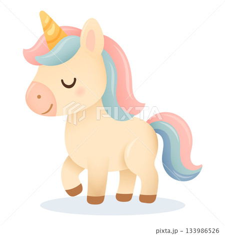 Cute pastel unicorn character in soft kawaii cartoon style Cute pastel unicorn character in soft kawaii cartoon style 133986526