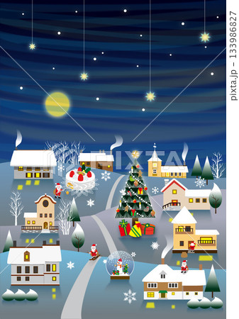 村のクリスマス-大忙しのサンタ 133986827