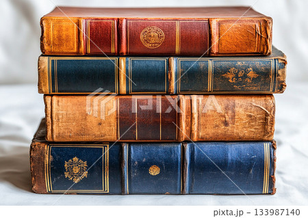Stack of vintage Books. Book covers. Bookworm and library aesthetic. Books collection. Decorative bookshelf. Stack of vintage Books. Book covers. Bookworm and library aesthetic. Books collection. Decorative bookshelf. 133987140