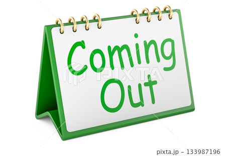 Coming Out desk flip calendar. 3D rendering 133987196