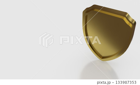 Golden Security Shield Protection Symbol 3d render. 133987353