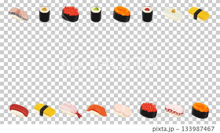 お寿司の壁紙　水彩風手描きベクターイラスト 133987467