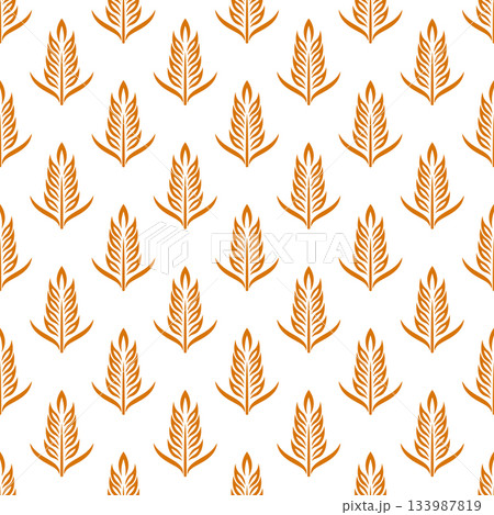 Vector Seamless Pattern with Agriculture Wheat and Cereal Ears on White. Organic Wheat, Rice Ear Design Template. Bread, Beer Packaging, Farming, Organic Food Concepts 133987819
