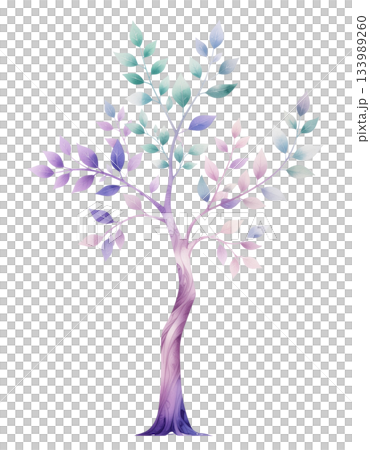 彩虹漸層樹水彩插畫（白色背景，摳圖）1 / 傳單與海報素材 133989260